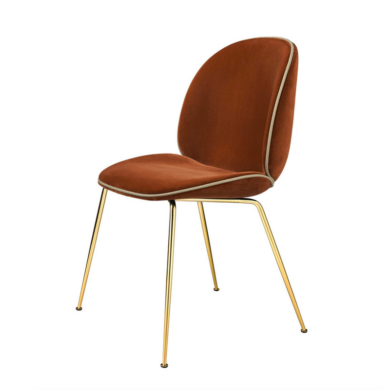GUBI Beetle Dinning Chair Fully upholstered Brass Base N 2